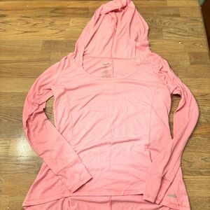 Avia Kids Pink Long Sleeve Hooded Athletic Shirt Thumbholes Size M